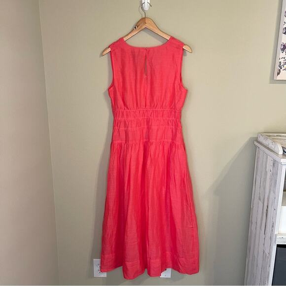NEW J. Crew Women's Hyacinth V-Neck Pink Midi Dress in Ramie M - Picture 9 of 9